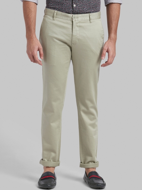 

Parx Men Olive Green Tapered Fit Solid Regular Trousers