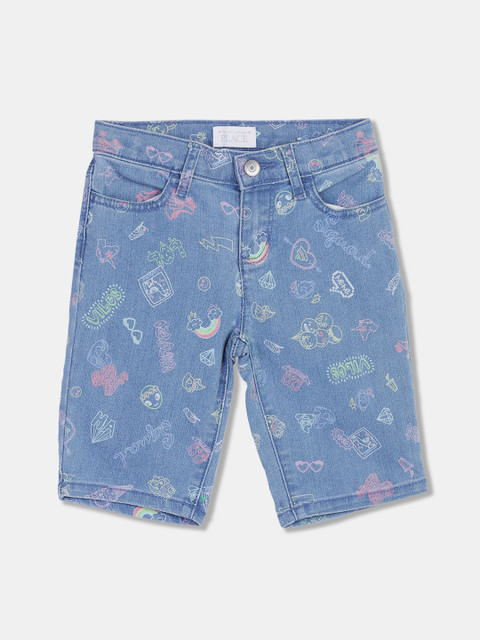 

The Childrens Place Girls Blue Printed Regular Fit Denim Shorts