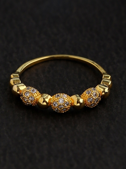 

Voylla Gold-Plated & Yellow Cubic Zirconia-Studded Finger Ring