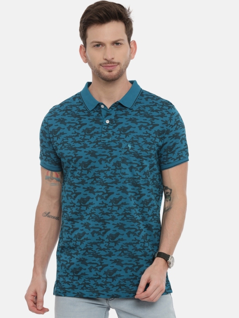

Classic Polo Men Blue Printed Polo Collar T-shirt