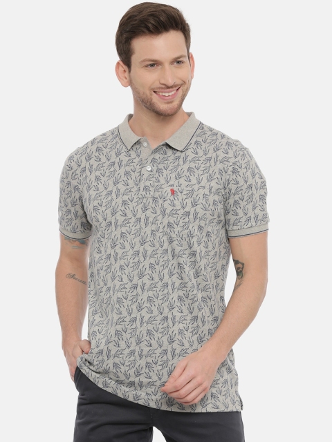 

Classic Polo Men Grey Printed Polo Collar T-shirt