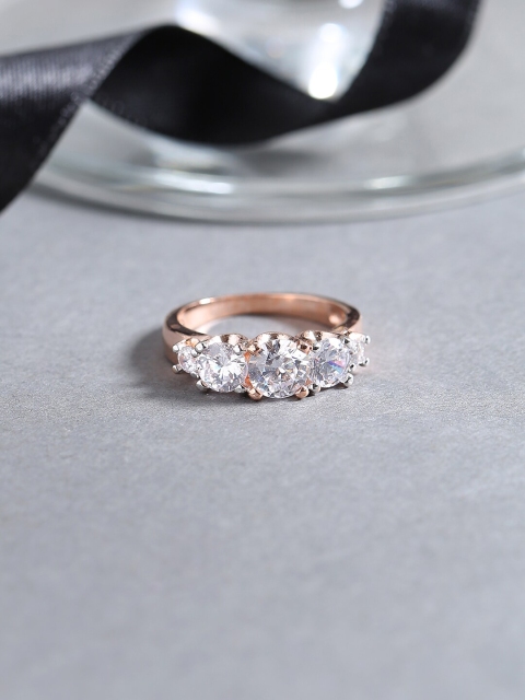 

Voylla Rose Gold-Plated White CZ-Studded Handcrafted Finger Ring
