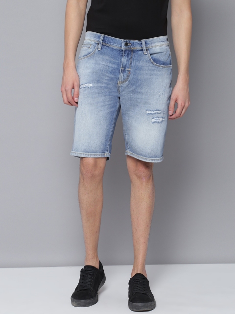 

Antony Morato Men Blue Washed Regular Fit Denim Shorts