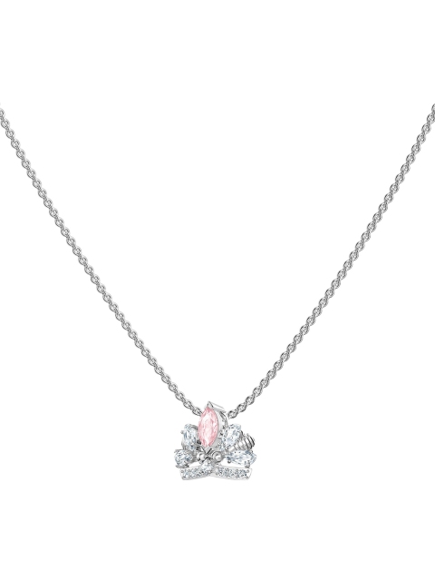 

SWAROVSKI Rhodium-Plated Silver-Toned & Pink Crystal-Studded Necklace