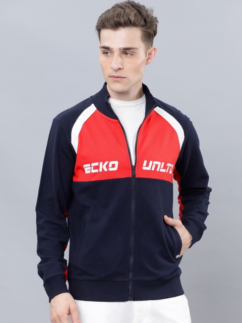 

Ecko Unltd Men Navy Blue & Red Colourblocked Sweatshirt
