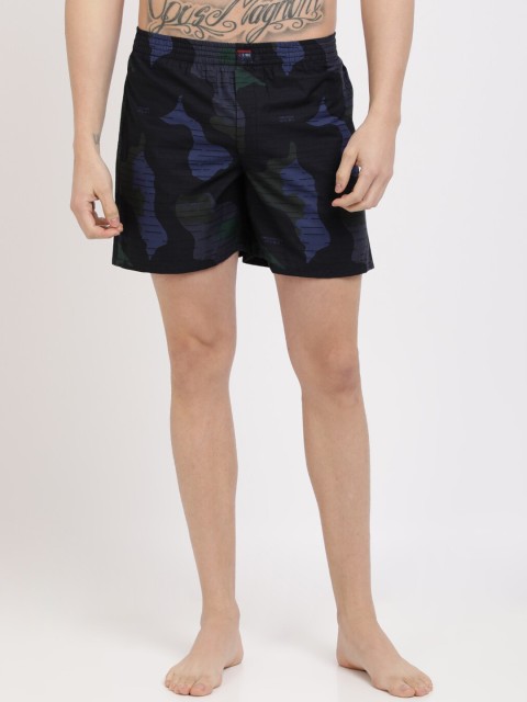 

IVOC Men Navy Blue & Black Camouflage Print Pure Cotton Boxers IOMBS02SC03L35-3979