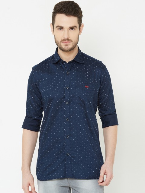 

Donzell Men Navy Blue & White Regular Fit Printed Casual Shirt