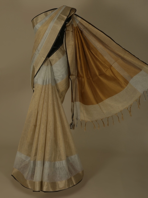 

Pothys Beige Solid Pure Linen Saree
