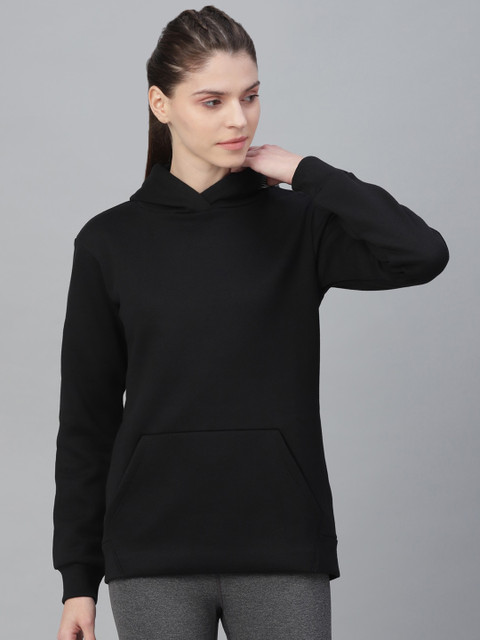 

ASICS Women Black Solid Hooded Sweatshirt