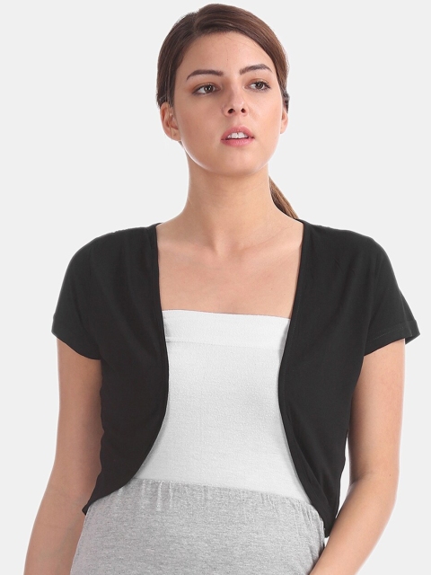 

Sugr Women Black Solid Open Front Shrug