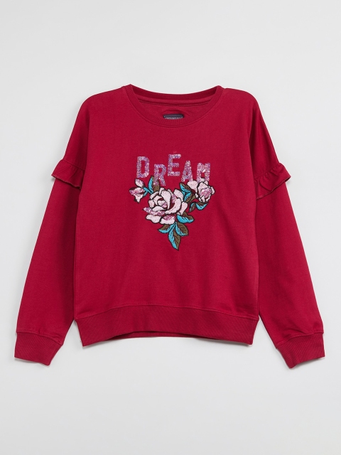 

max Girls Maroon & Cream-Coloured Printed Sweatshirt