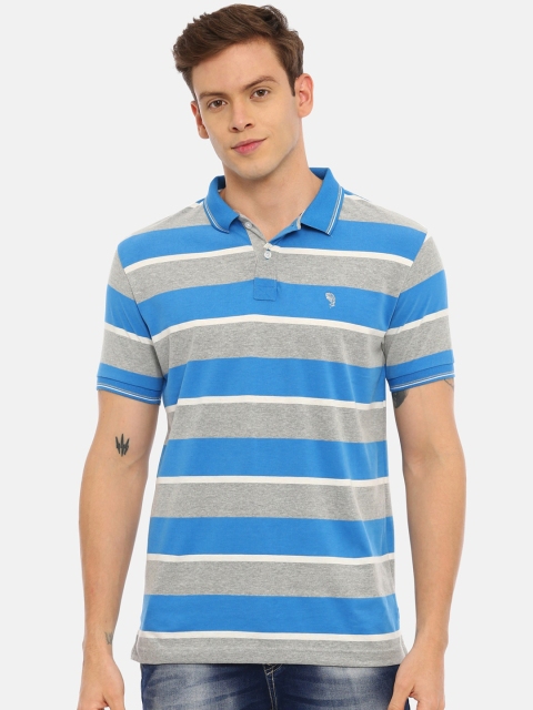 

Classic Polo Men Blue Striped Polo Collar T-shirt