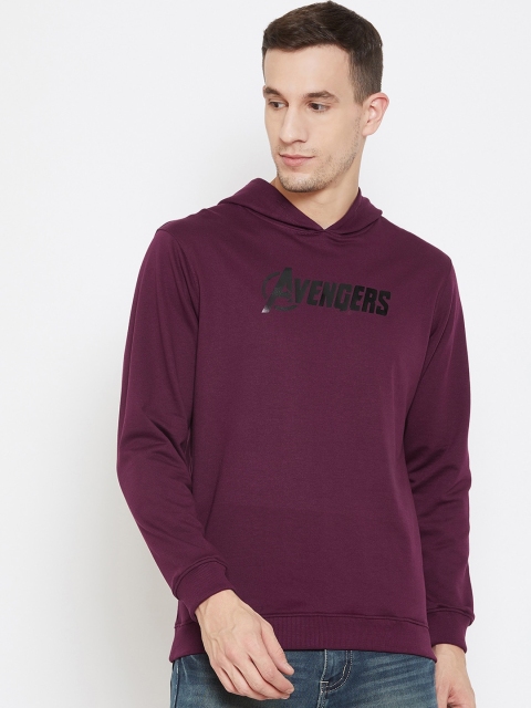 

Marvel by Wear Your Mind Men Burgundy Printed Hooded Sweatshirt