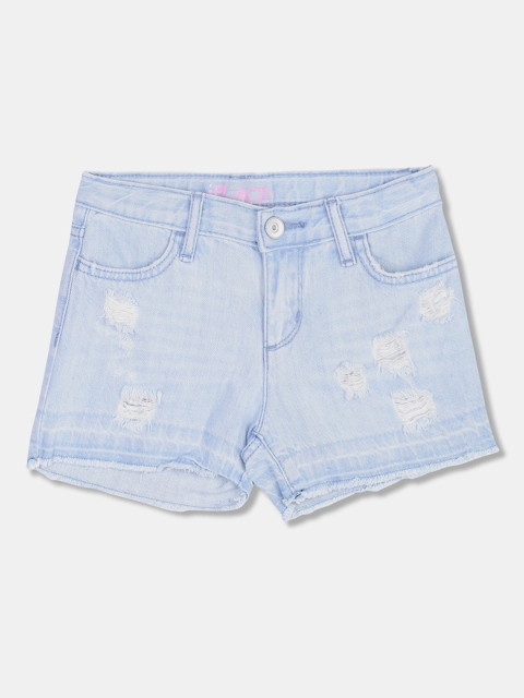 

The Childrens Place Girls Blue Washed Regular Fit Denim Shorts