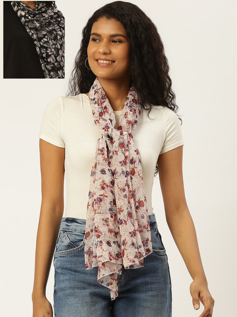 

Trend Arrest Women Pack Of 2 Black & Off-White Printed Scarves