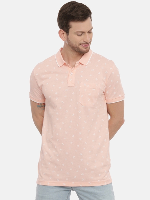 

Classic Polo Men Pink & White Printed Polo Collar T-shirt
