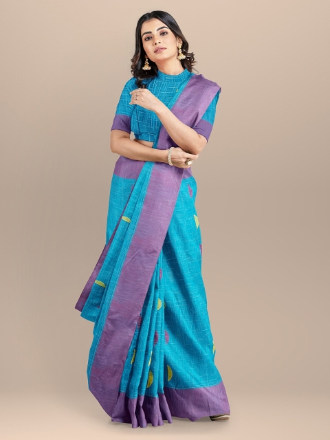 

BharatSthali Blue Taant Woven Design Pure Cotton Saree