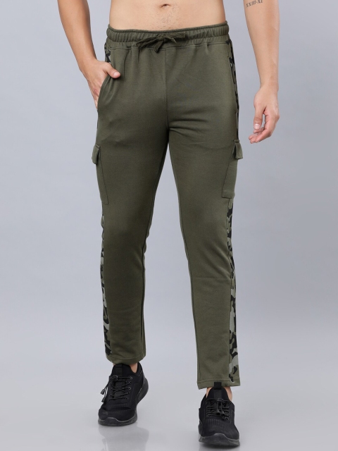 

HIGHLANDER Men Olive-Green & Black Solid Slim-Fit Track Pants