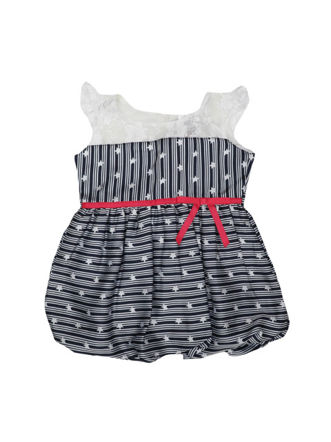 

Doodle Girls Navy Blue Printed Balloon Dress