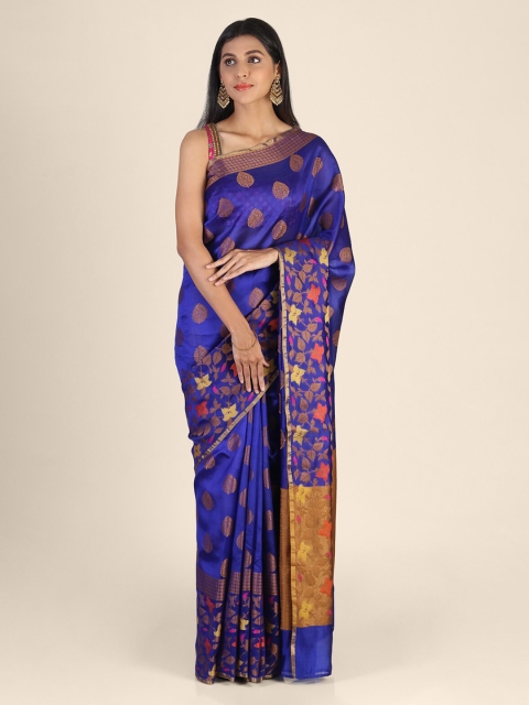 

Shruti and Mangaaysh Blue & Brown Silk Blend Woven Design Banarasi Saree