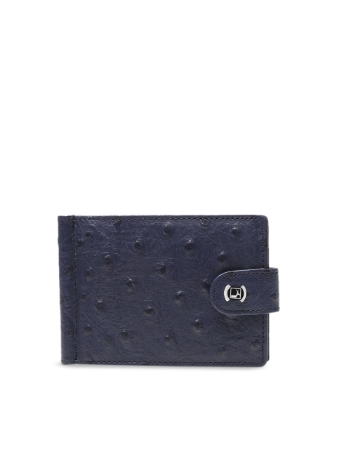 

Da Milano Men Navy Blue Textured Leather Two Fold Wallet
