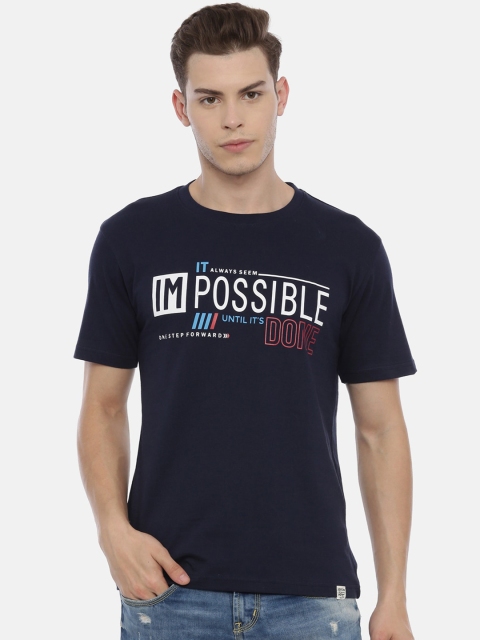 

Joven Men Navy Blue Printed Round Neck T-shirt