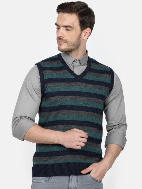 

Monte Carlo Men Blue & Black Striped Sweater Vest