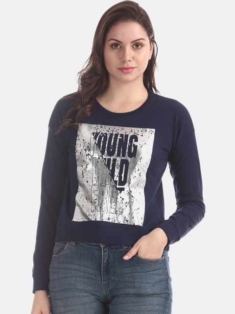 

Sugr Women Navy Blue Printed Sweatshirt