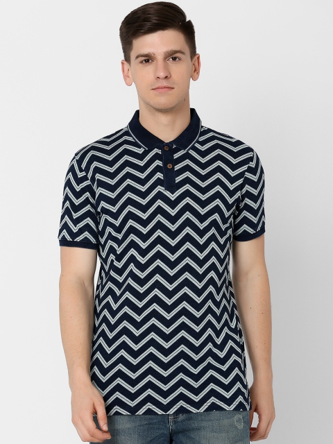 

MARCA Disati Men Navy Blue Printed Polo Collar T-shirt