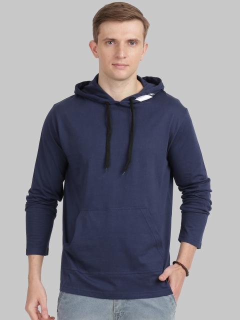 

ANTHEM Men Navy Blue Solid Hood Cotton T-shirt