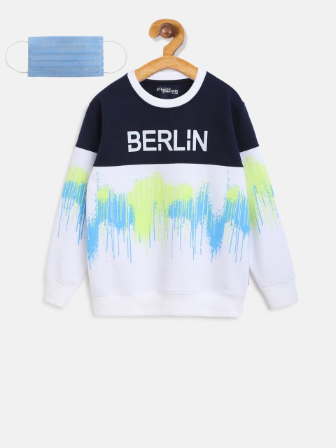 

Lil Tomatoes Boys Navy Blue White Printed Sweatshirt