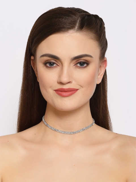 

AVANT-GARDE PARIS Rhodium-Plated Silver-Toned Crystal-Studded Choker Necklace