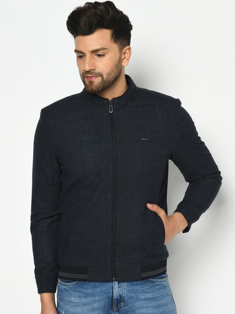 

METTLE Men Navy Blue Solid Bomber