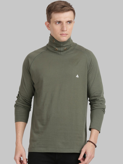 

ANTHEM Men Green Solid High Neck T-shirt