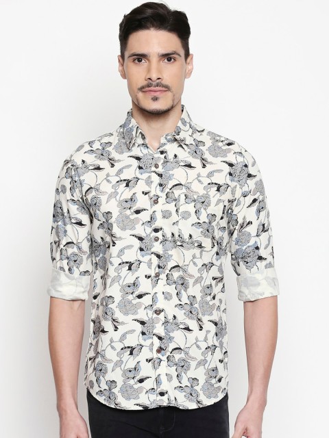 

Mufti Men Off-White Slim Fit Printed Casual Shirt