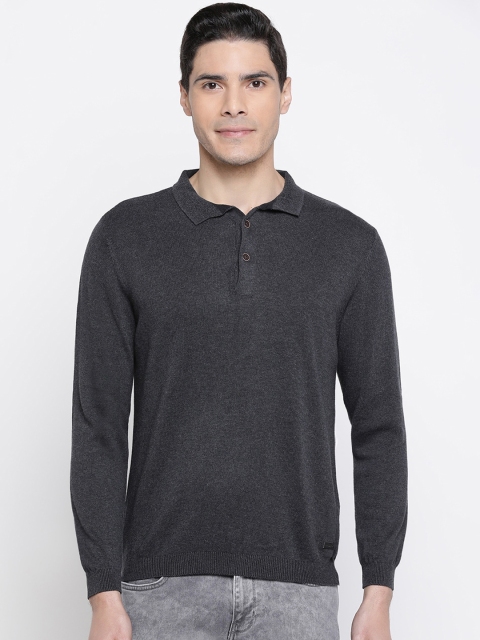 

Wrangler Men Charcoal Grey Solid Polo Collar T-shirt