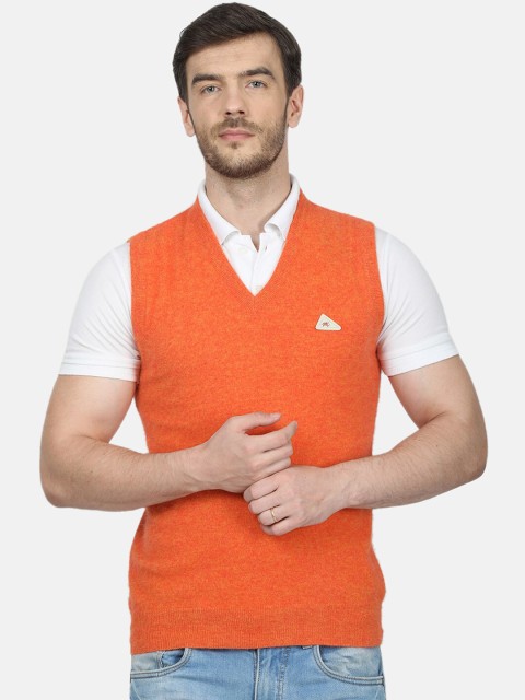 

Monte Carlo Men Orange Solid Sweater Vest