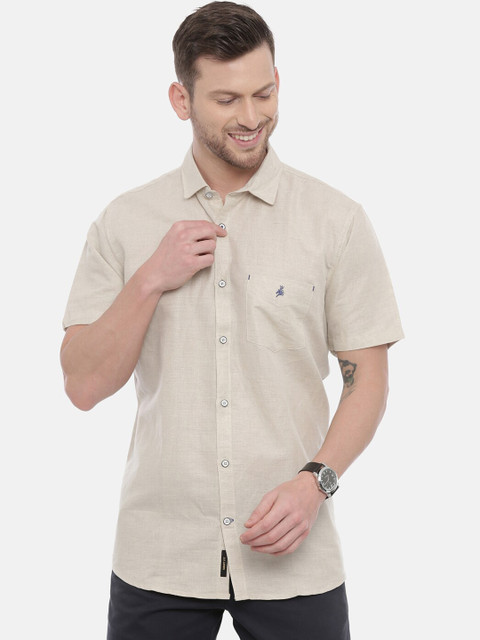 

Khoday Williams Men Beige Regular Fit Solid Casual Shirt