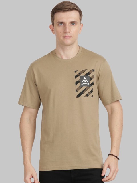 

ANTHEM Men Brown Printed Round Neck T-shirt