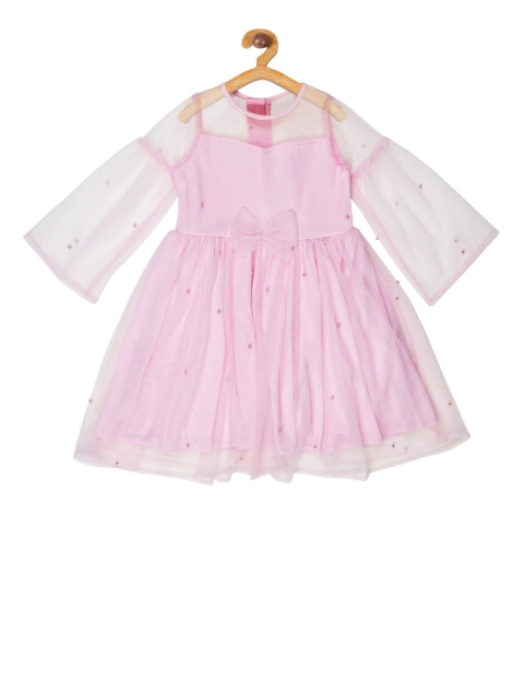 

YOUNG BIRDS Girls Pink Embellished Fit and Flare Dress