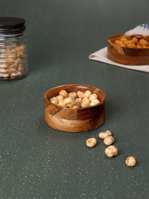 

ellementry Brown Textured In Teak Wood Salad Bowl