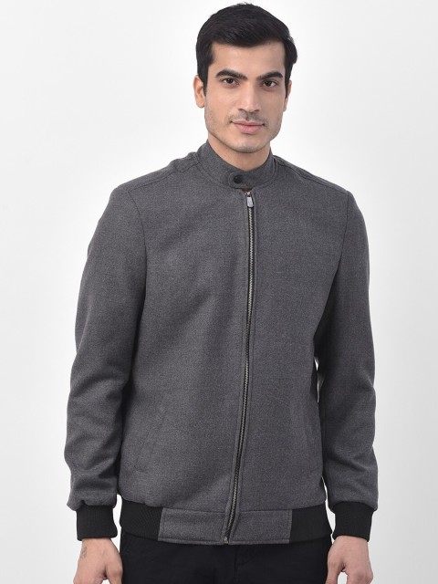

LUXURAZI Men Grey Solid Bomber