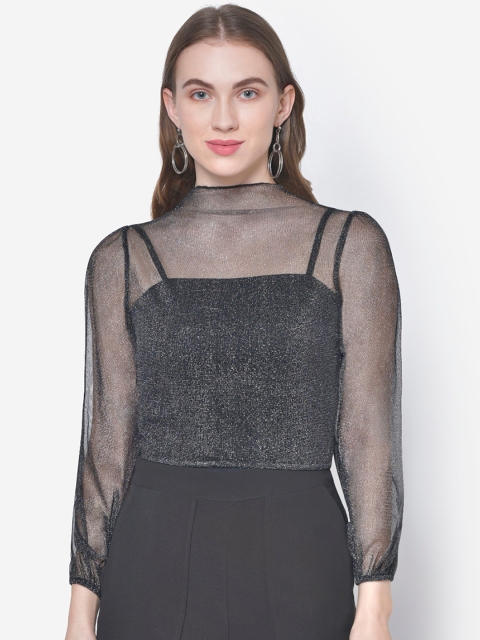 

Martini Women Black Self Design Top