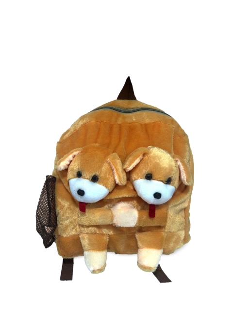 

Ultra Kids Brown Solid Twins Puppy Soft Toy School Bag