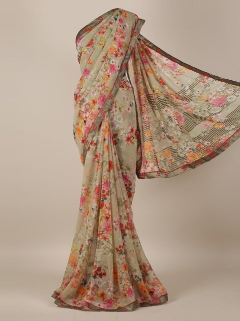 

Pothys Green & Pink Poly Georgette Printed Saree