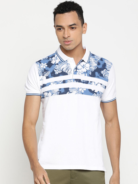 

Pepe Jeans Men White & Blue Floral Printed Round Neck T-shirt