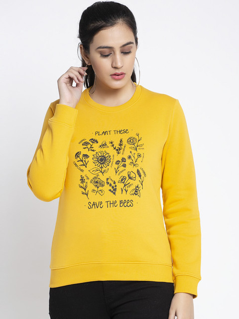 

Global Republic Women Mustard Printed Sweatshirt