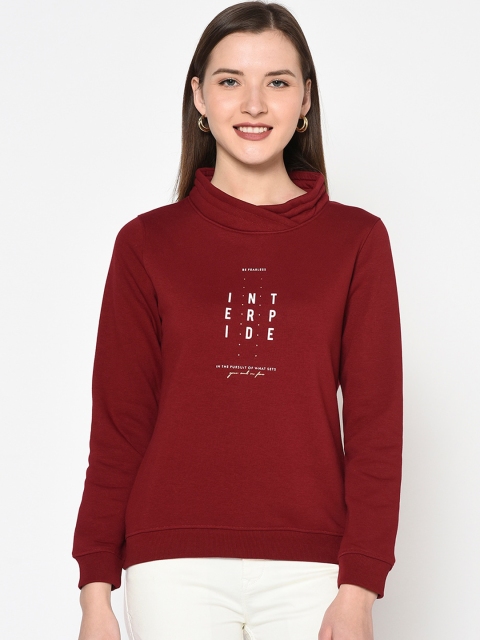 

METTLE Women Maroon Printed Sweatshirt