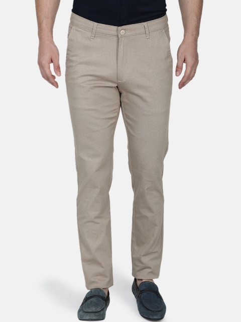 

Monte Carlo Men Beige Slim Fit Self Design Formal Trousers