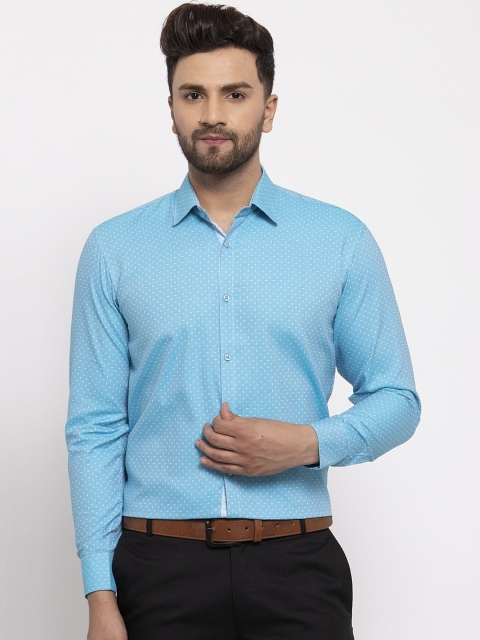 

JAINISH Men Blue Slim Fit Self Design Casual Shirt